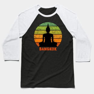 Bangkok Buddha Silhouette On A Rainbow Of Sunset Colors Baseball T-Shirt